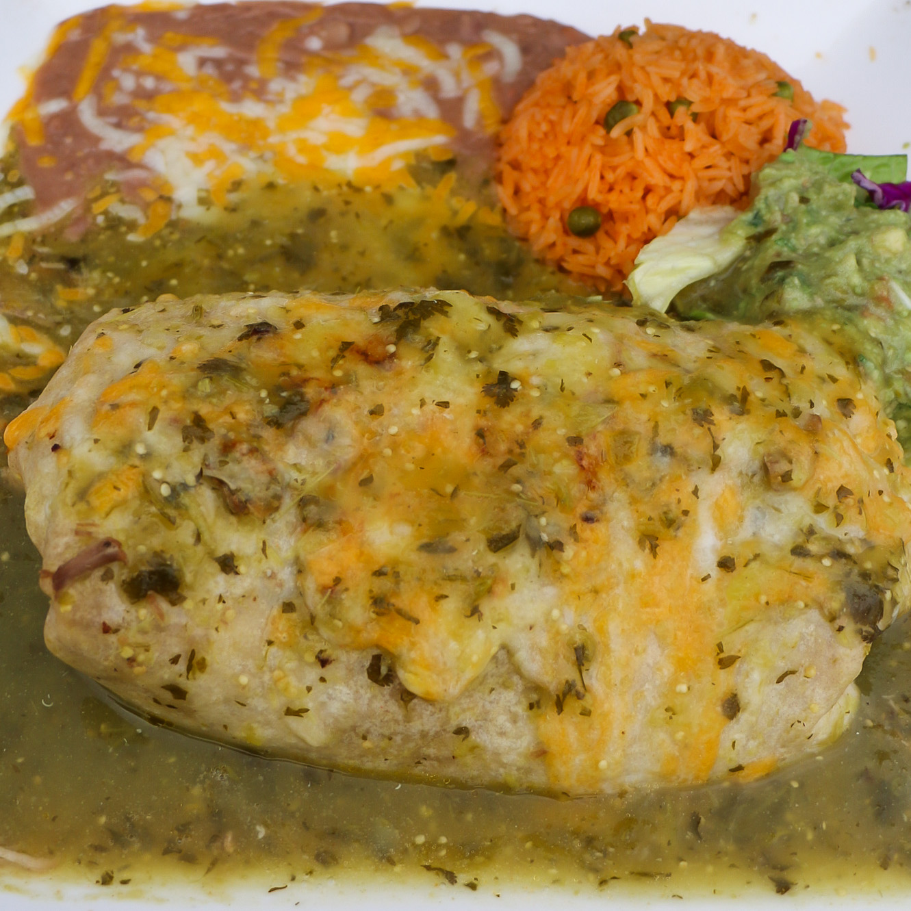 Order Chile Verde Burrito food online from Cabrera's Mexican Cuisine store, Duarte on bringmethat.com