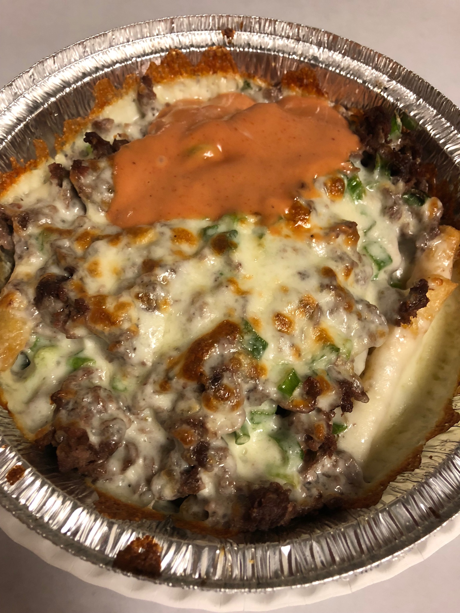 Order * Baked Steak & Cheese With French Fries food online from La Befana store, Allston on bringmethat.com