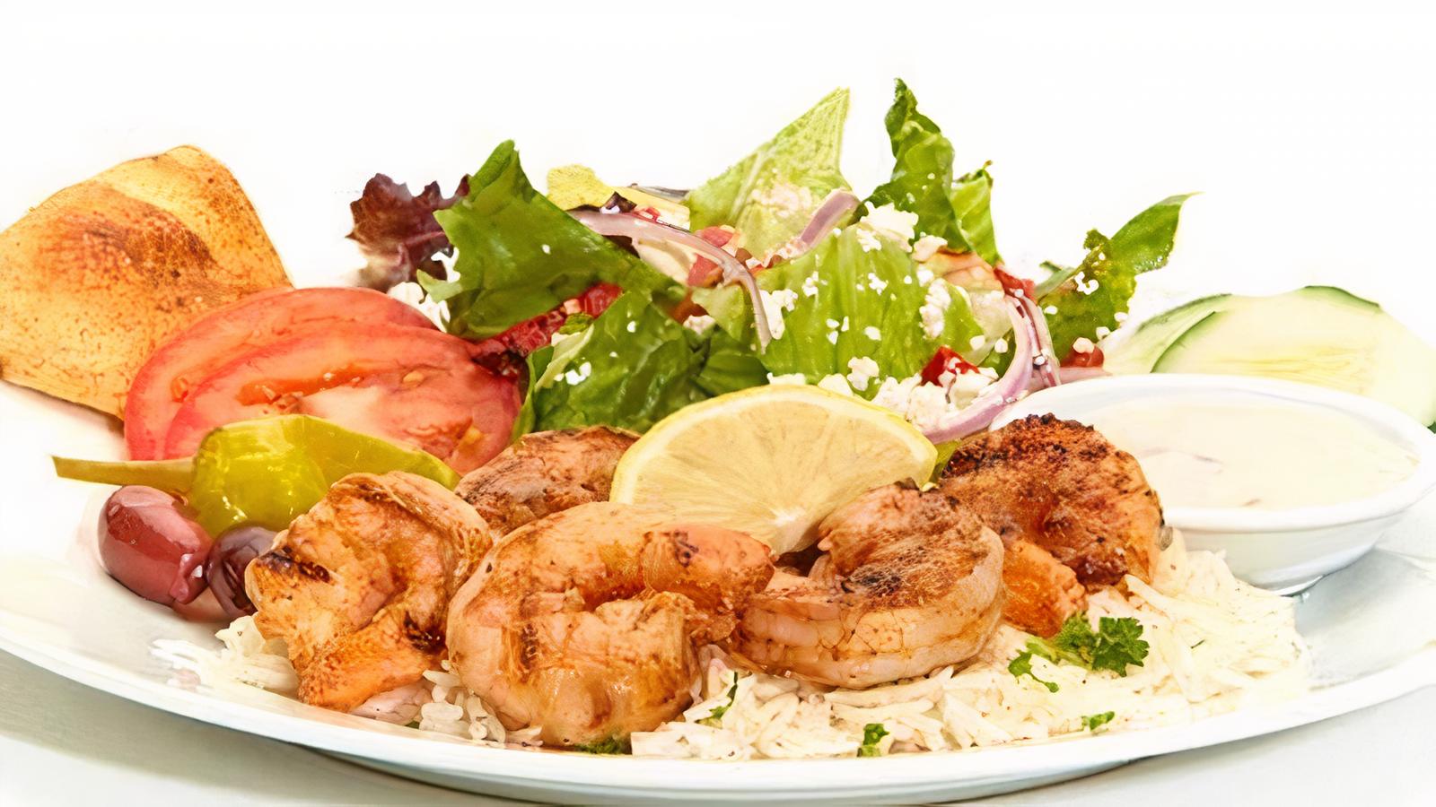 Order Grilled Shrimp Feast food online from Taziki Mediterranean Café store, Nashville on bringmethat.com