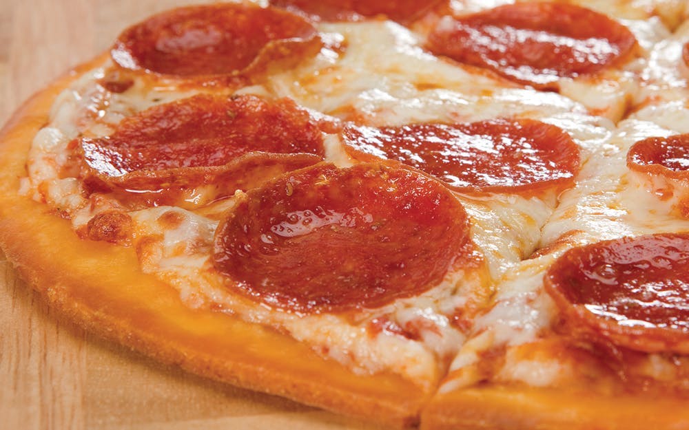 Order One Topping Pizza - Mini (4 Slices) food online from Godfather Pizza store, Dows on bringmethat.com