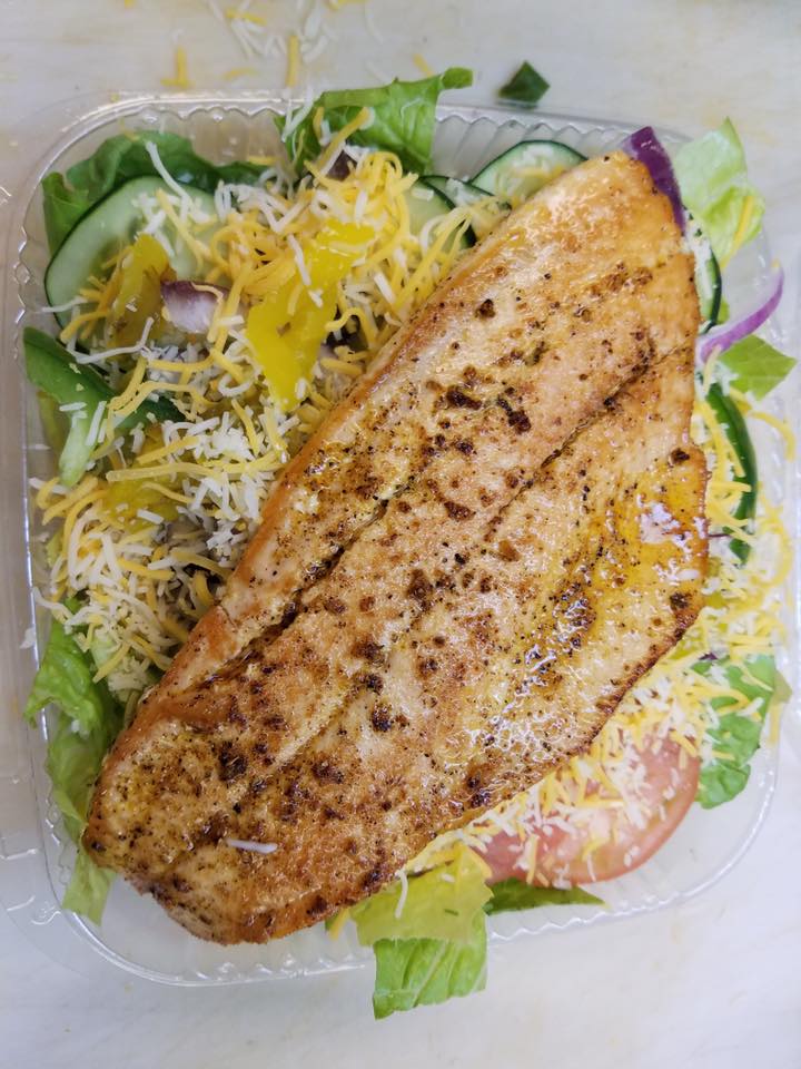 Order 6 oz. Grilled Salmon Salad food online from Sharks Fish and Chicken store, Baltimore on bringmethat.com