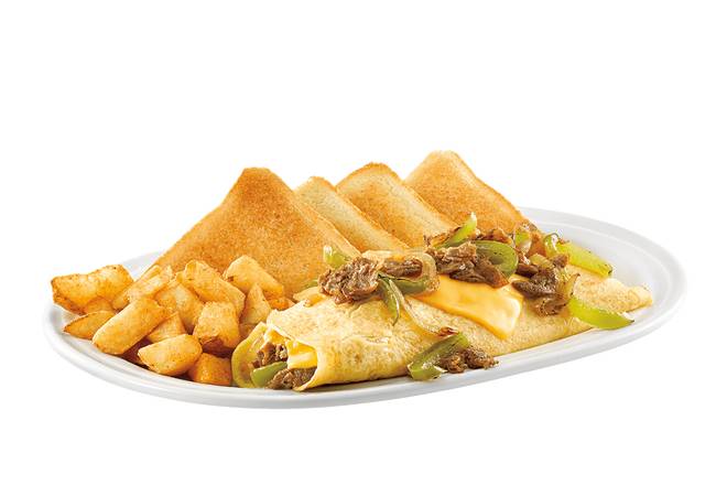 Order Philly Steak & Cheese Omelette food online from Friendly store, Queensbury on bringmethat.com