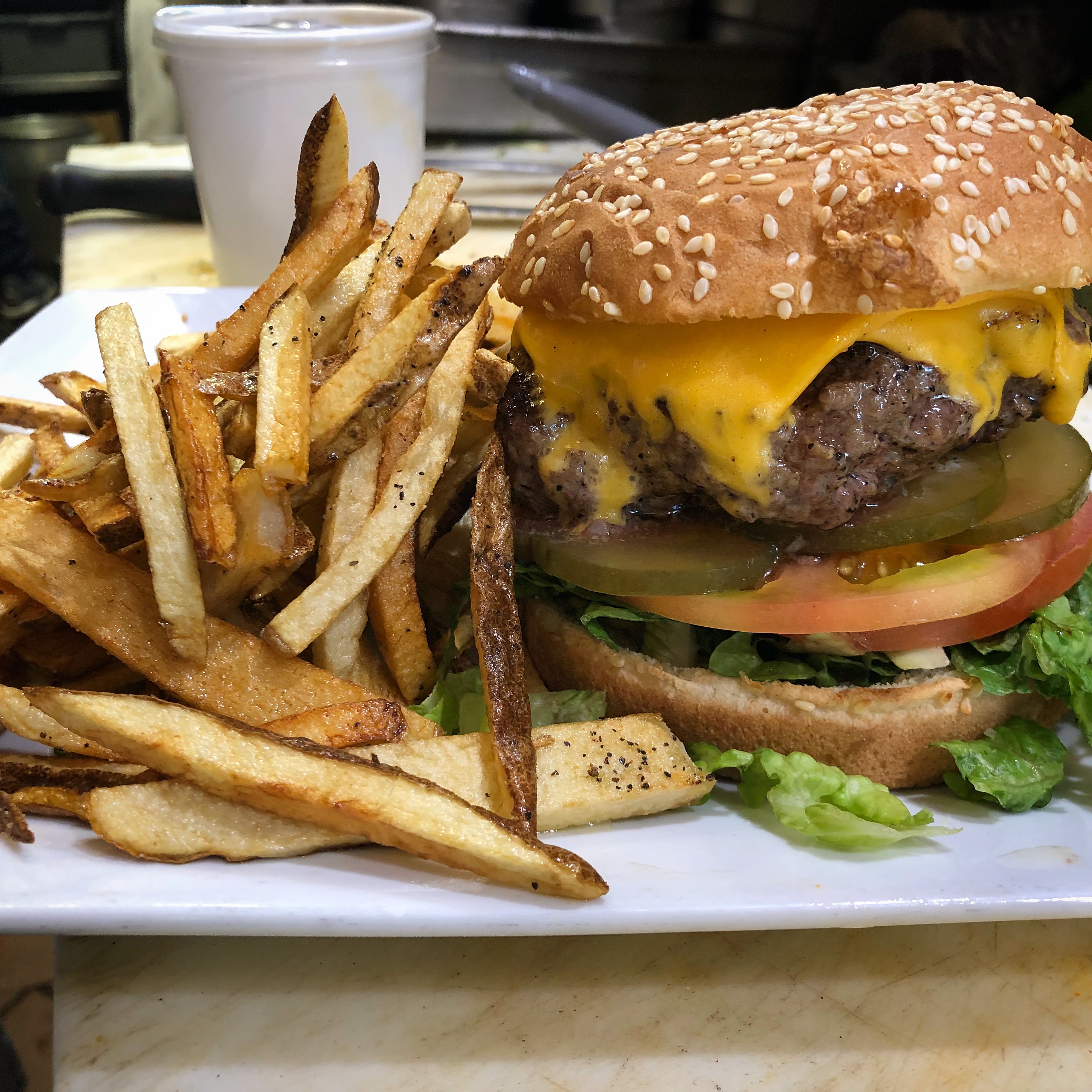 Order Burger with Cheese food online from Stevie Creole Cafe store, Los Angeles on bringmethat.com