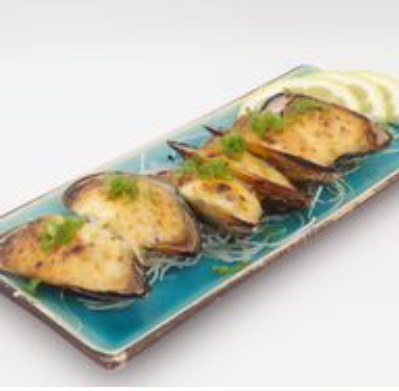 Order 6 Broiled Mussels on Half Shell food online from Go Go Sushi store, Pasadena on bringmethat.com