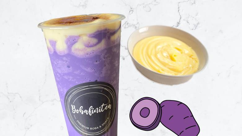 Order Creme Brulee Ube Smoothie with BOBA food online from Bobafinitea store, Pleasanton on bringmethat.com