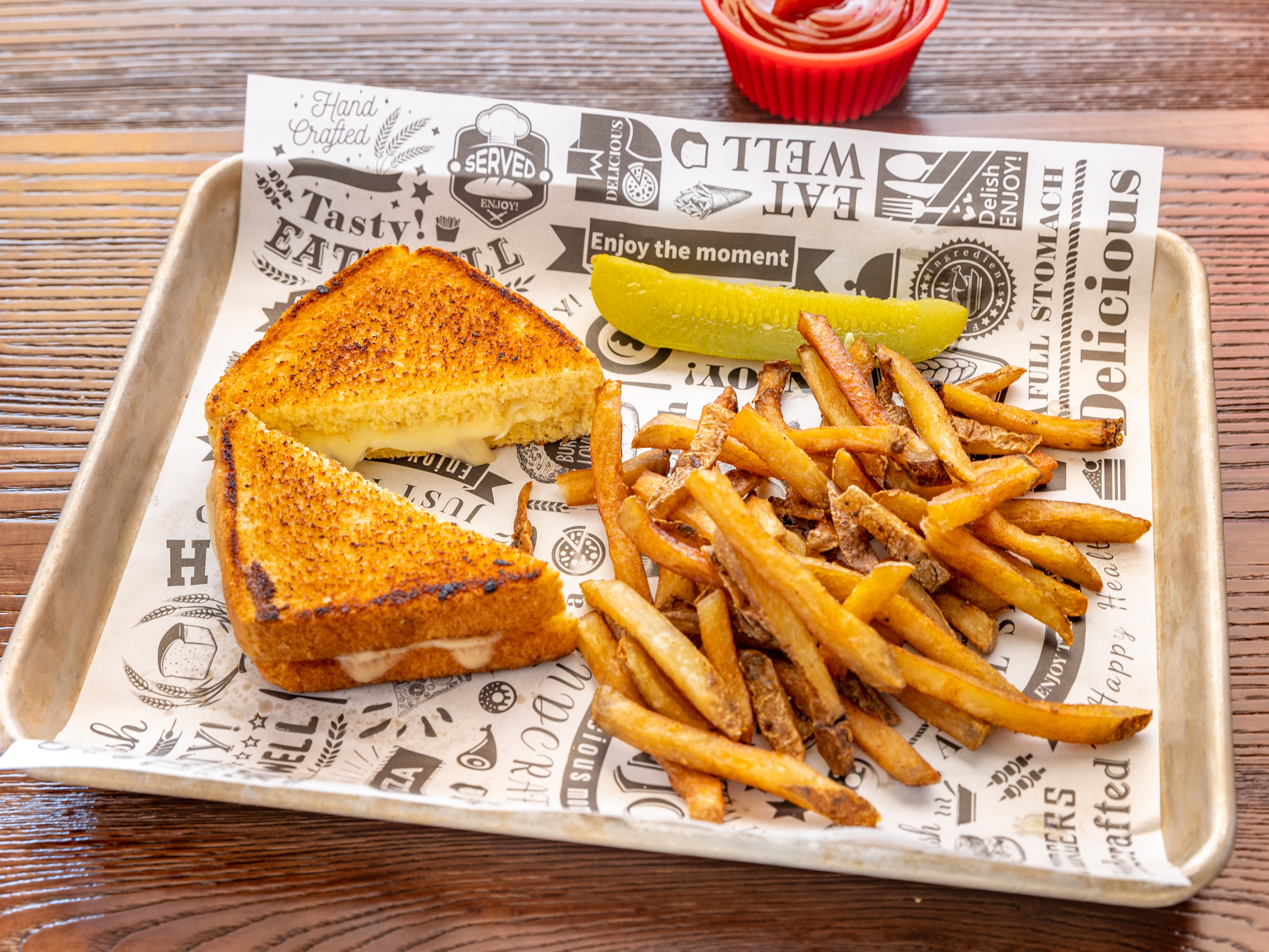 Order Monsta Grilled Cheese Sandwich w/ seasoned house fries and a pickle food online from Dunny's Saloon store, Fall River on bringmethat.com