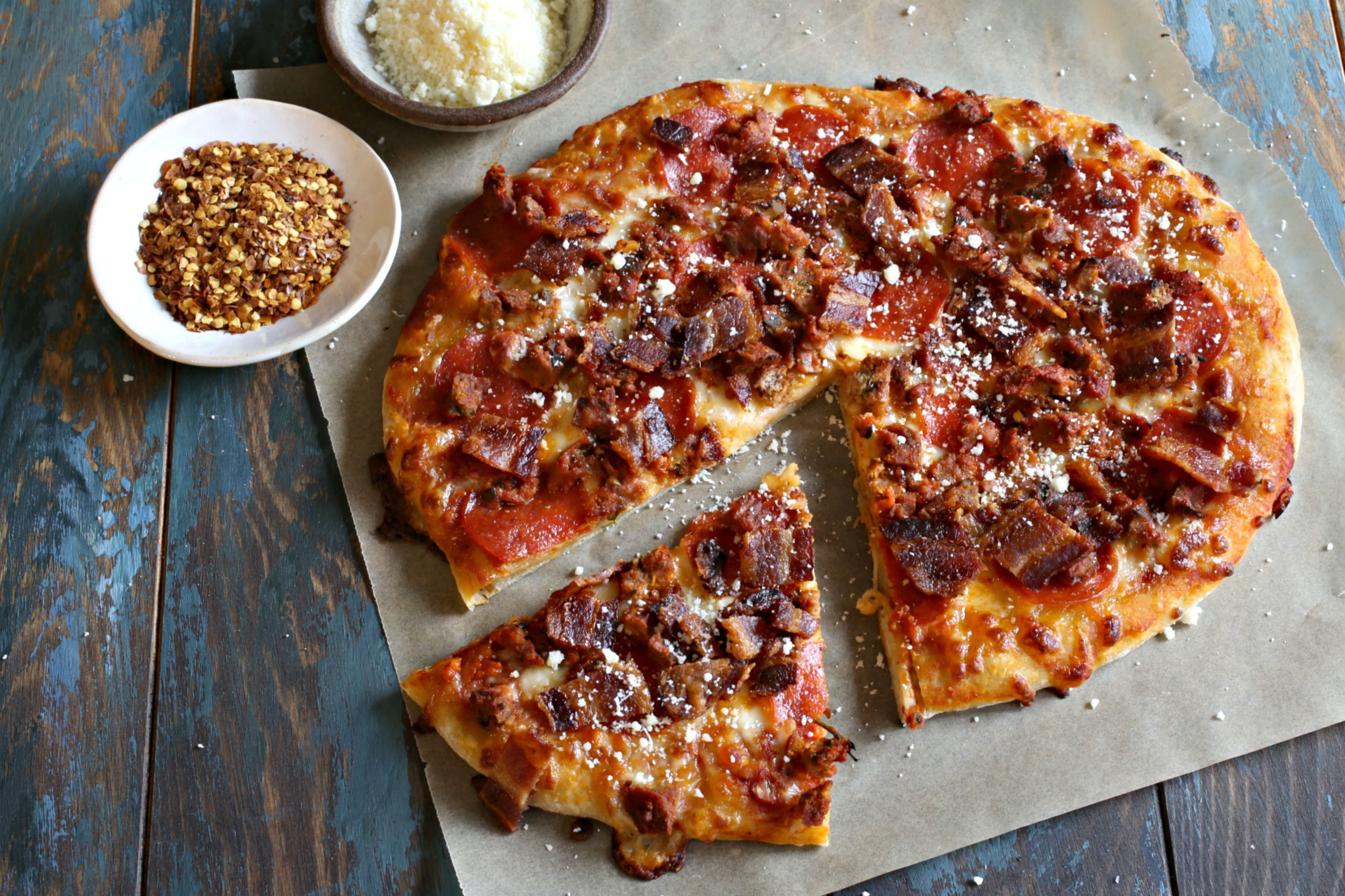 Order Meat Lover's Pizza - Personal 12'' food online from Albella store, Monticello on bringmethat.com