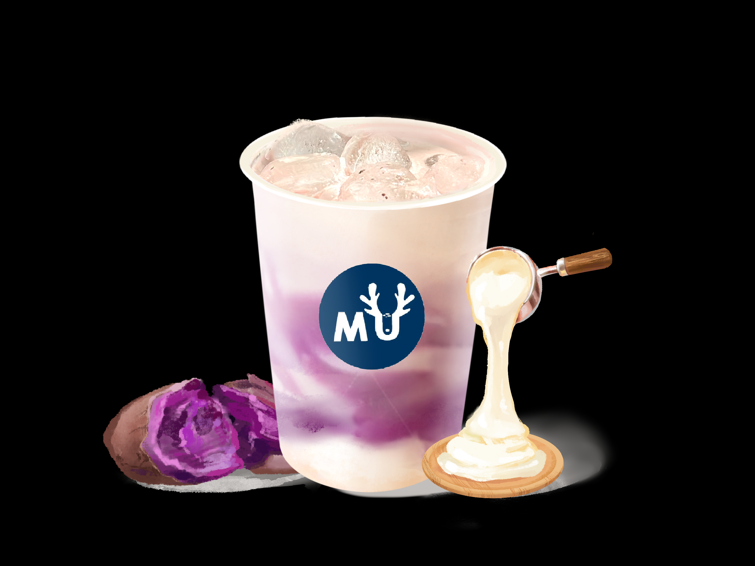 Order Mochi Ube Latte food online from Mu Mu Tea store, Minneapolis on bringmethat.com