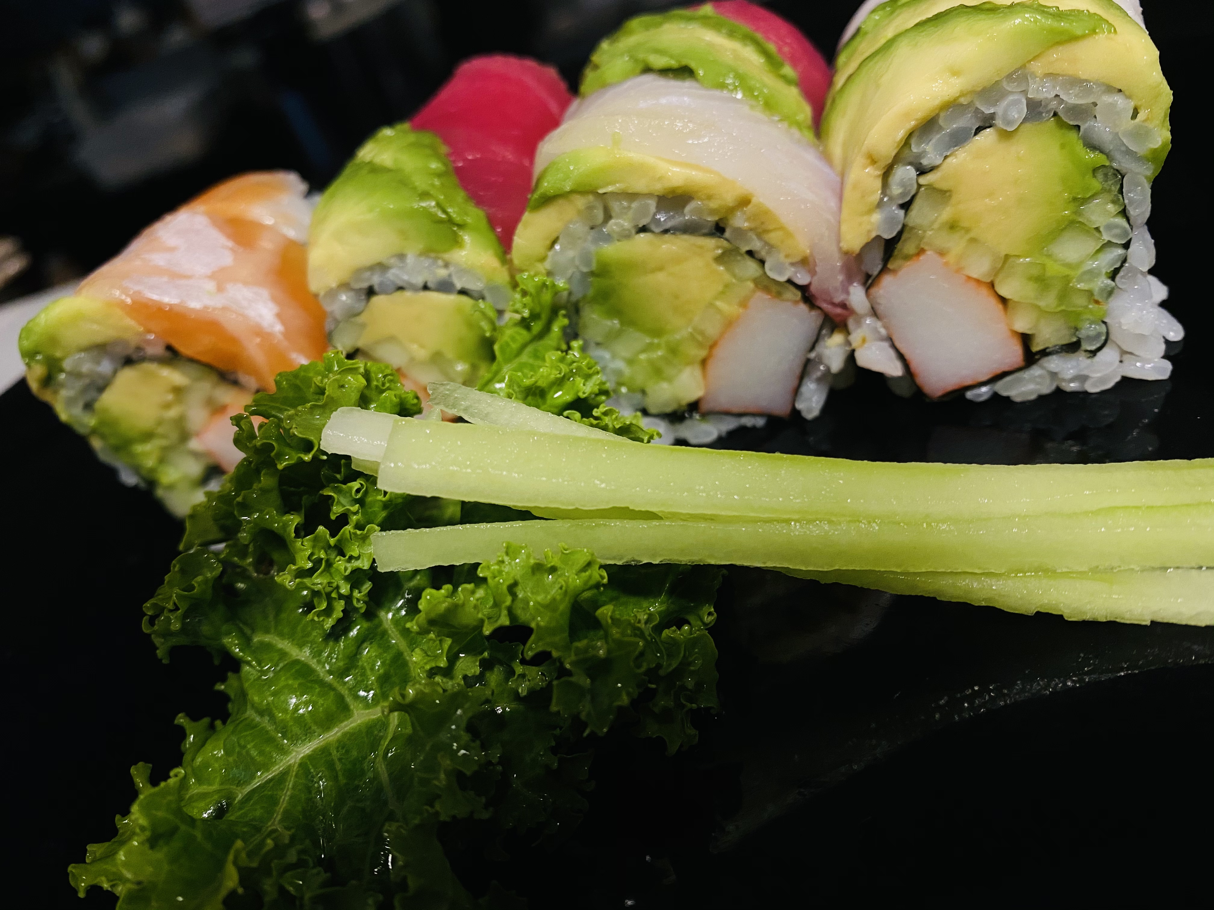 Order Rainbow Roll food online from Bluefin Sushi store, Denville on bringmethat.com