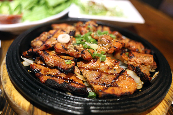 Order BBQ Grilled Gochujang Pork Belly food online from Mokja korean eatery store, Astoria on bringmethat.com