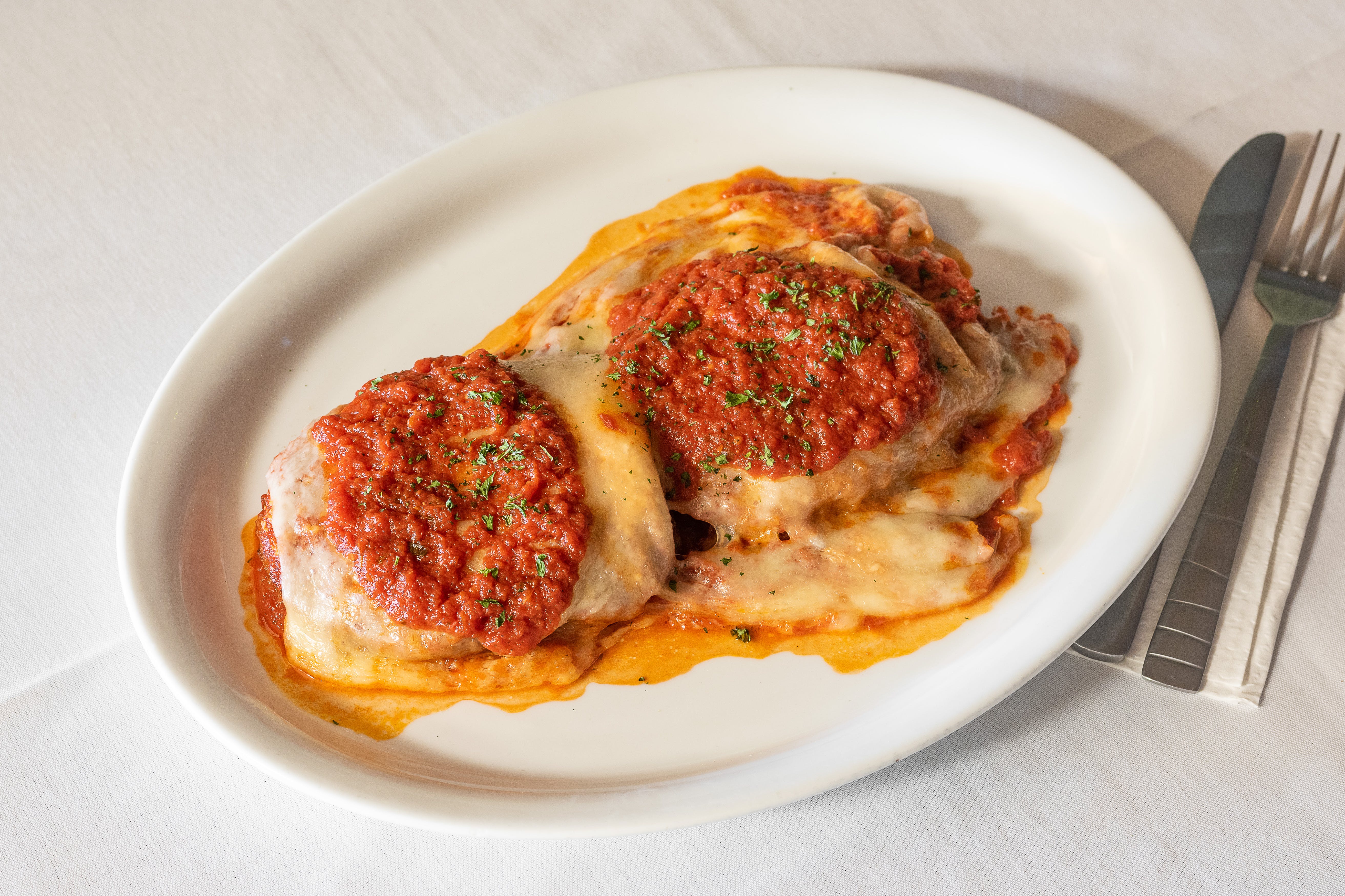 Order Chicken Parmesan - Entree food online from Little Italy Pizza store, Forked River on bringmethat.com