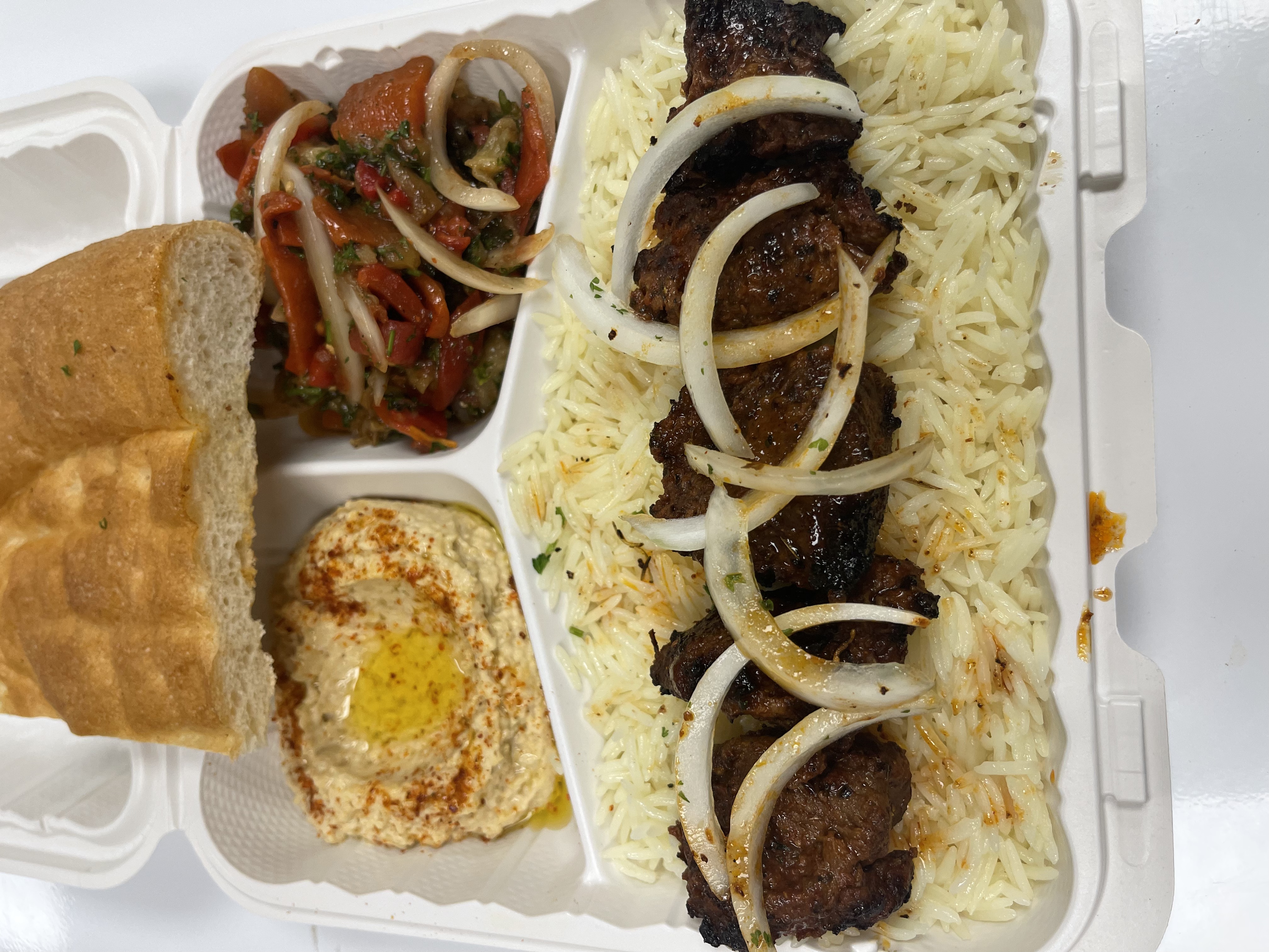Order Beef Shish Kabob Plate food online from Houseofbread store, Denver on bringmethat.com