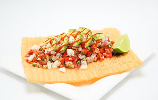 Order Fish Tostada food online from Cevicheria Coco Loco store, Des Plaines on bringmethat.com