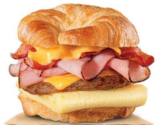 Order Ham Sausage Bacon Egg&Cheese food online from Soup Kettle Grill store, Meridian on bringmethat.com