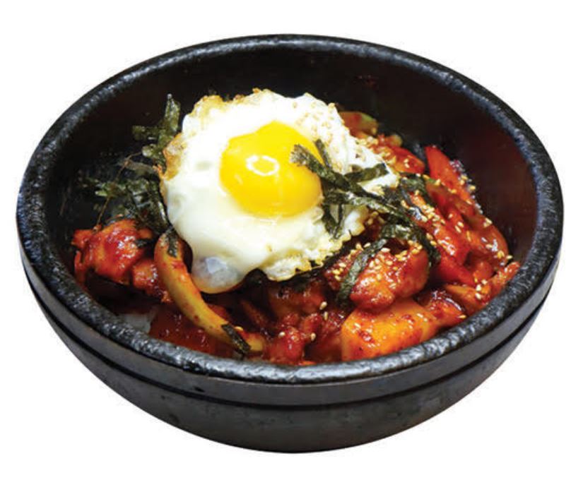 Order Spicy Chicken Bi Bim Bap 매운 치킨 비빔밥 food online from Pyeong Chang Tofu store, Berkeley on bringmethat.com
