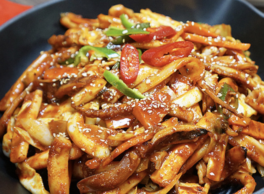Order Spicy Stir-Fried Squid 오징어 볶음 food online from Kimbap Paradise store, La Mirada on bringmethat.com