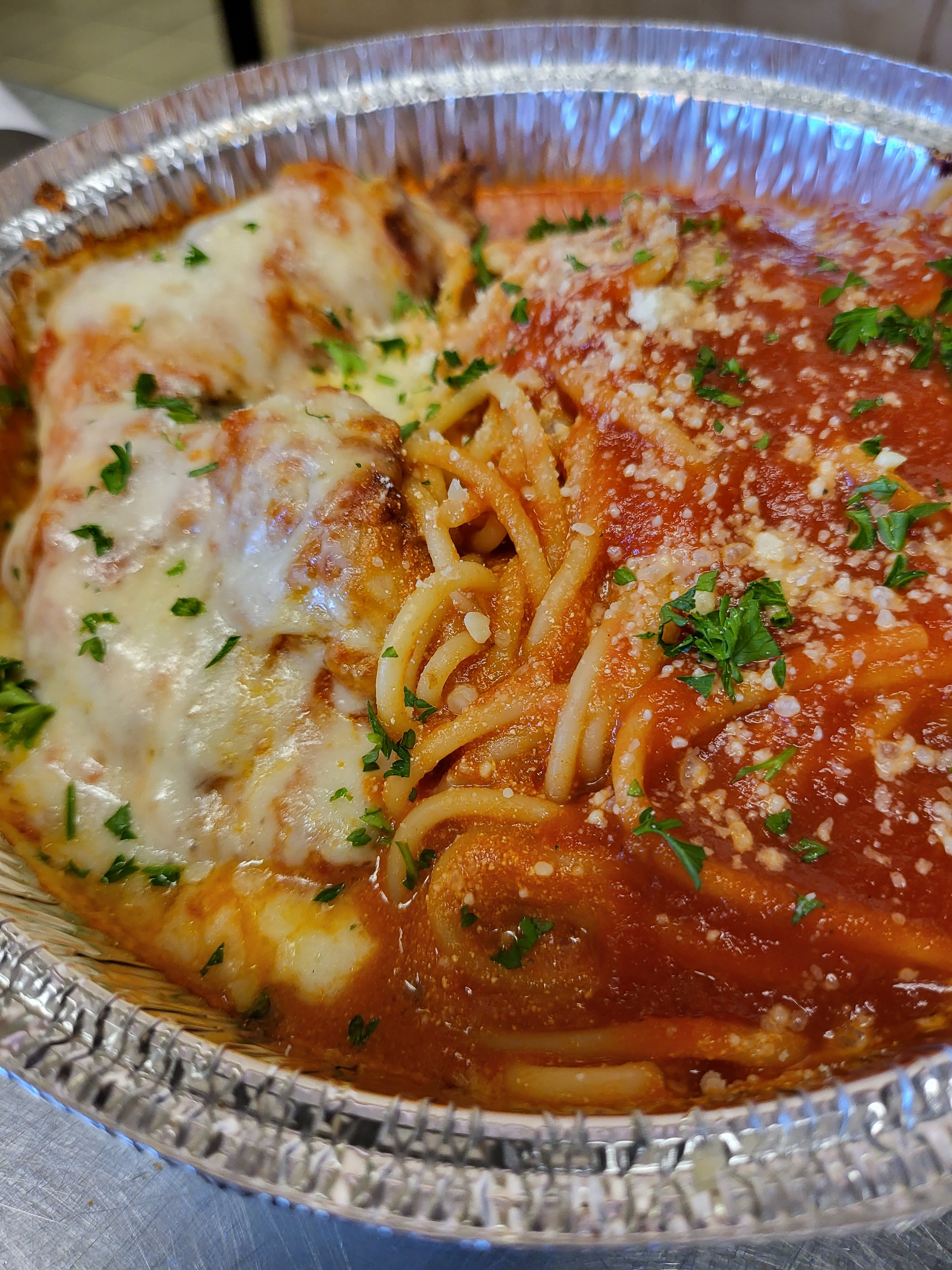 Order Chicken Cutlet Parmigiana - Entrees food online from Italian Touch Pizza & Pasta store, Staten Island on bringmethat.com