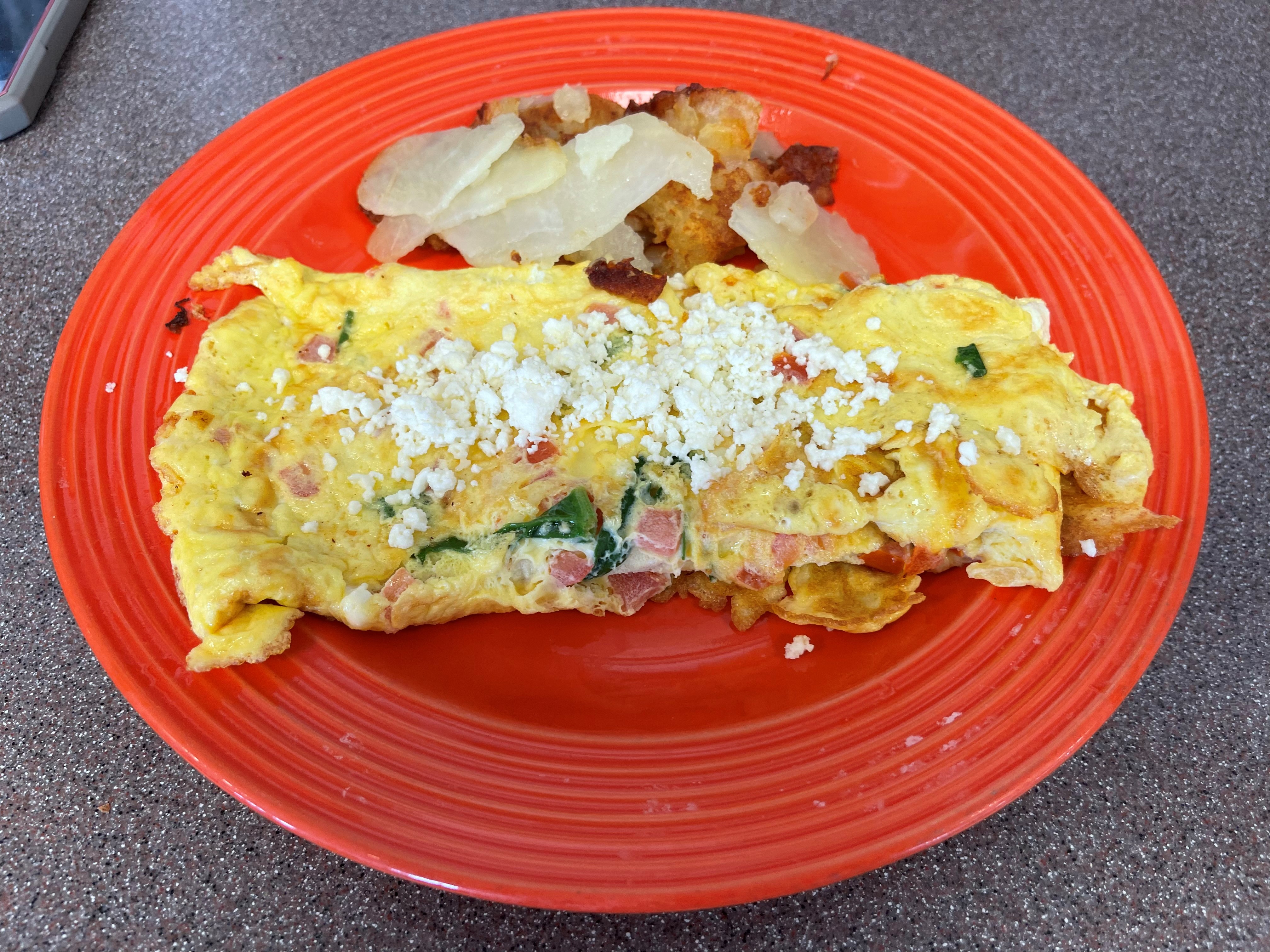 Order Fresh Spinach Omelet food online from Ham n' Egg store, St. Peters on bringmethat.com