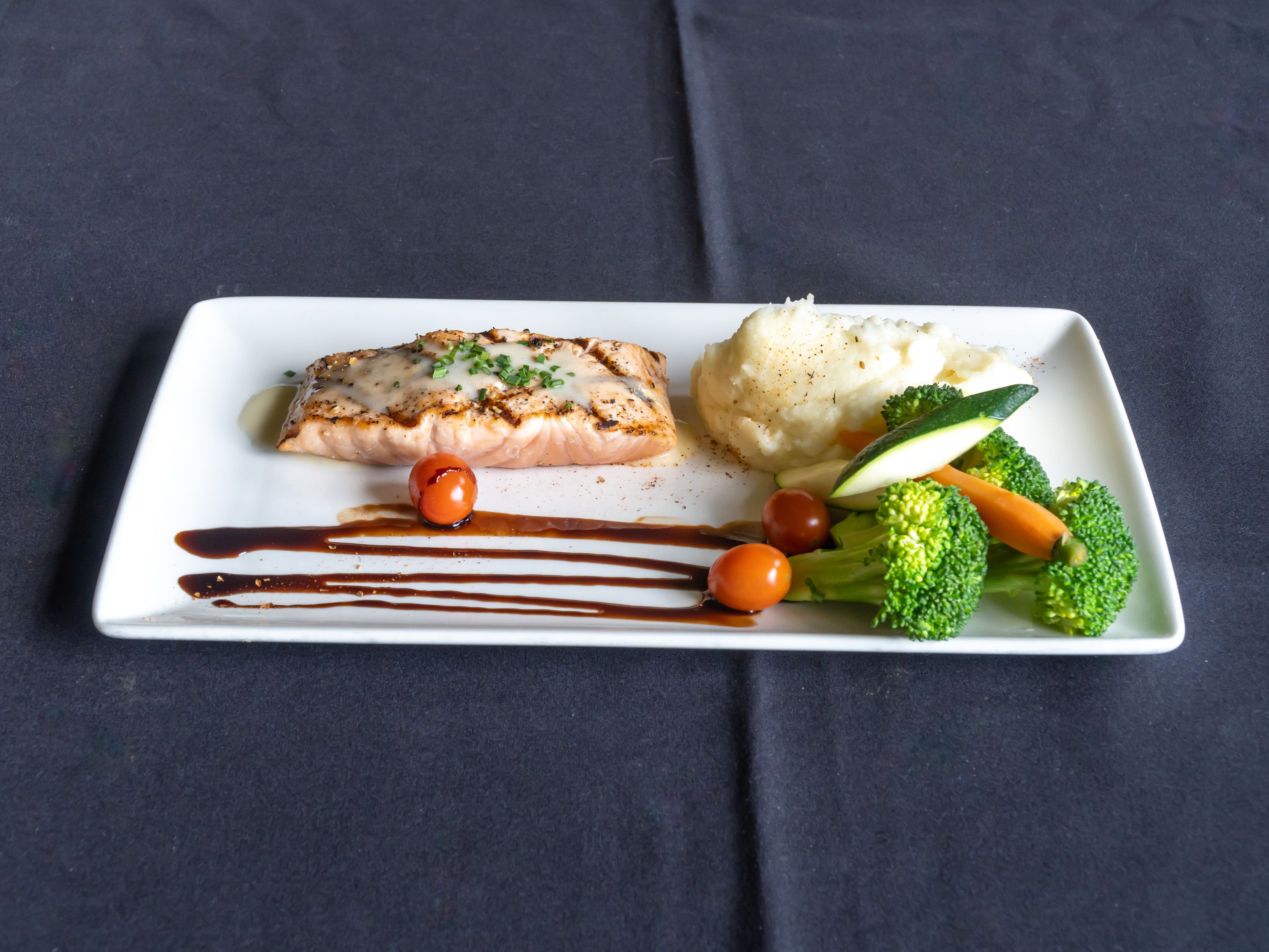 Order Grilled Salmon Seafood food online from Red Restaurant & Bar store, City of Industry on bringmethat.com