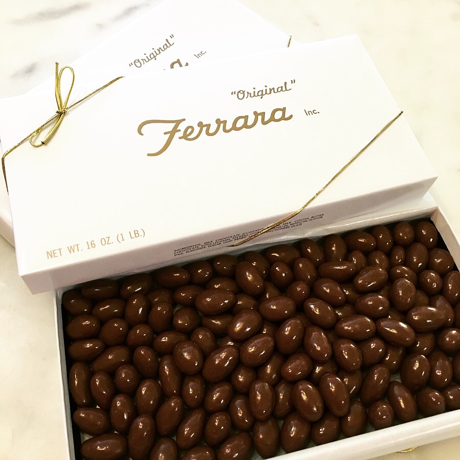 Order 1 Lb Chocolate Covered Almond Gift Box food online from Ferrara Bakery store, Chicago on bringmethat.com