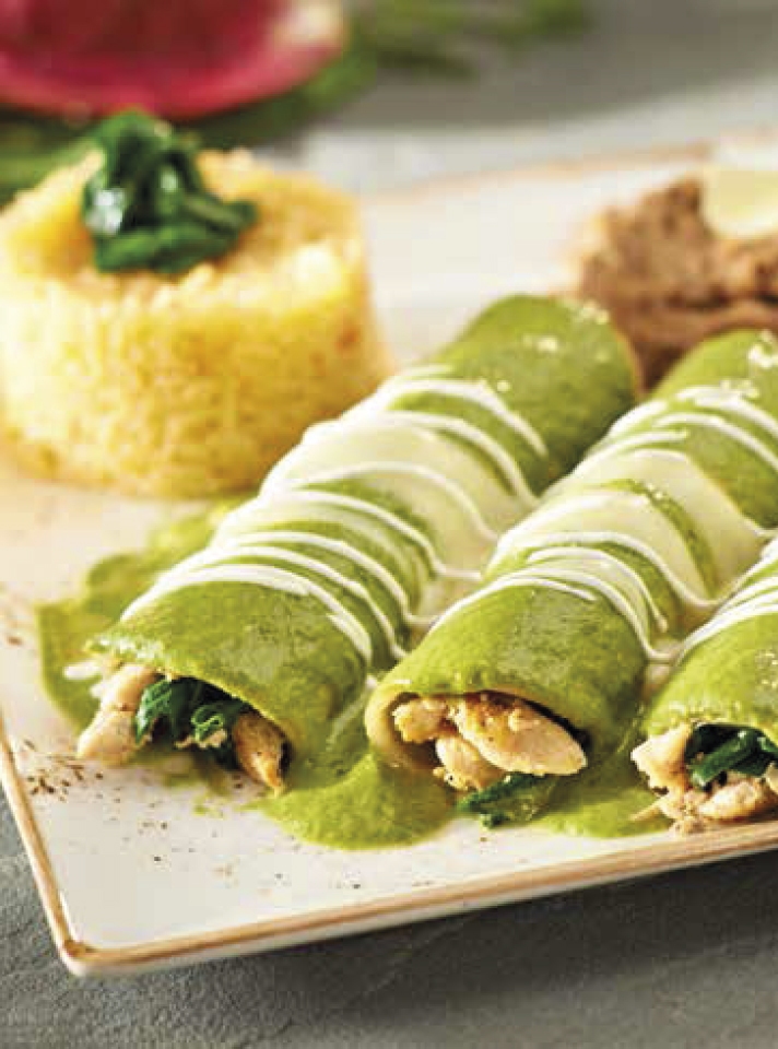 Order Spinach and Chicken Enchiladas food online from San Jose Mex & Tequila Bar store, Raleigh on bringmethat.com