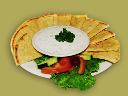 Order Tzatziki and Pita Appetizer food online from Troy Greek Restaurant store, San Diego on bringmethat.com
