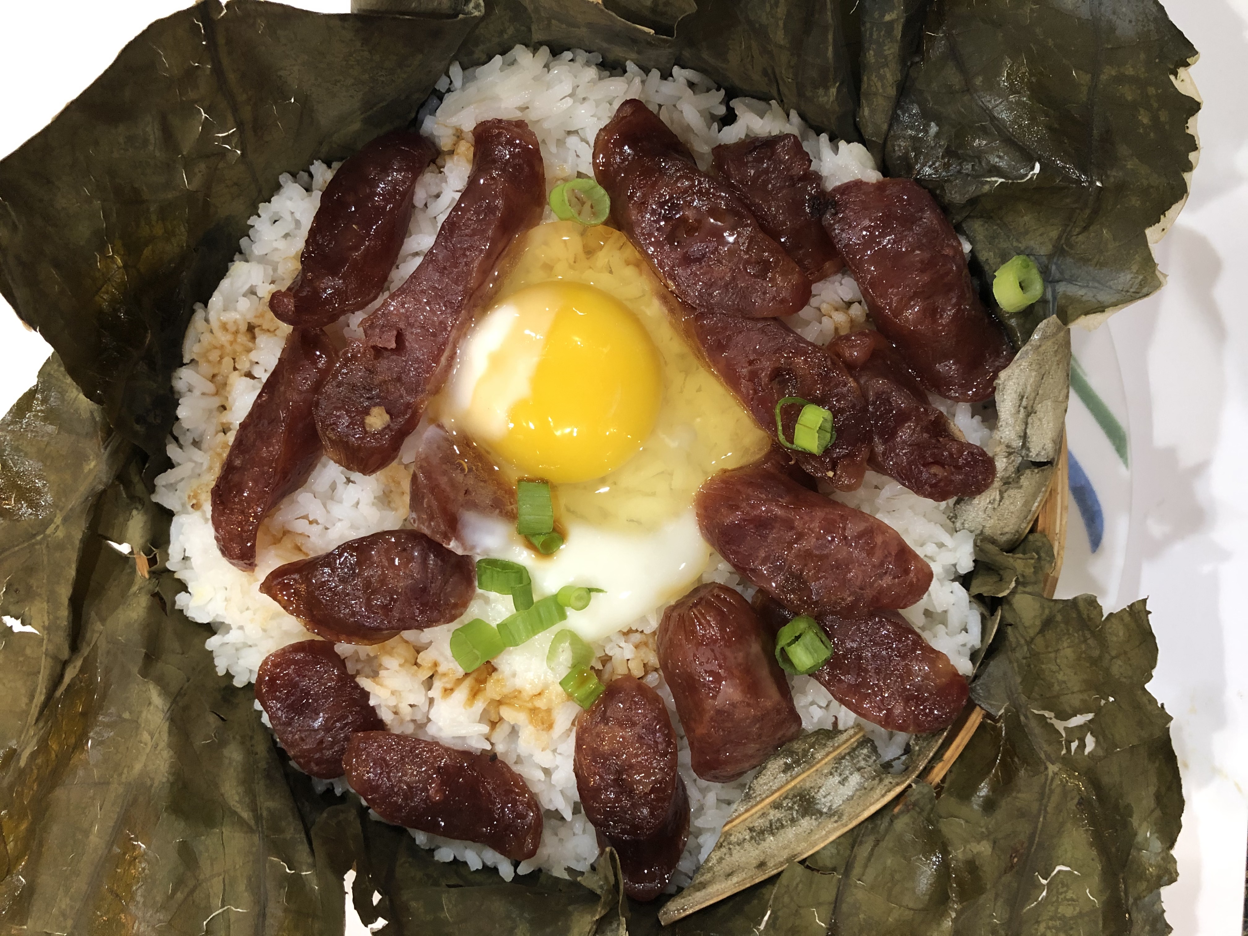 Order 32. Chinese Sausage and Egg 荷香腊肠蛋饭 food online from The Claypot House store, San Francisco on bringmethat.com