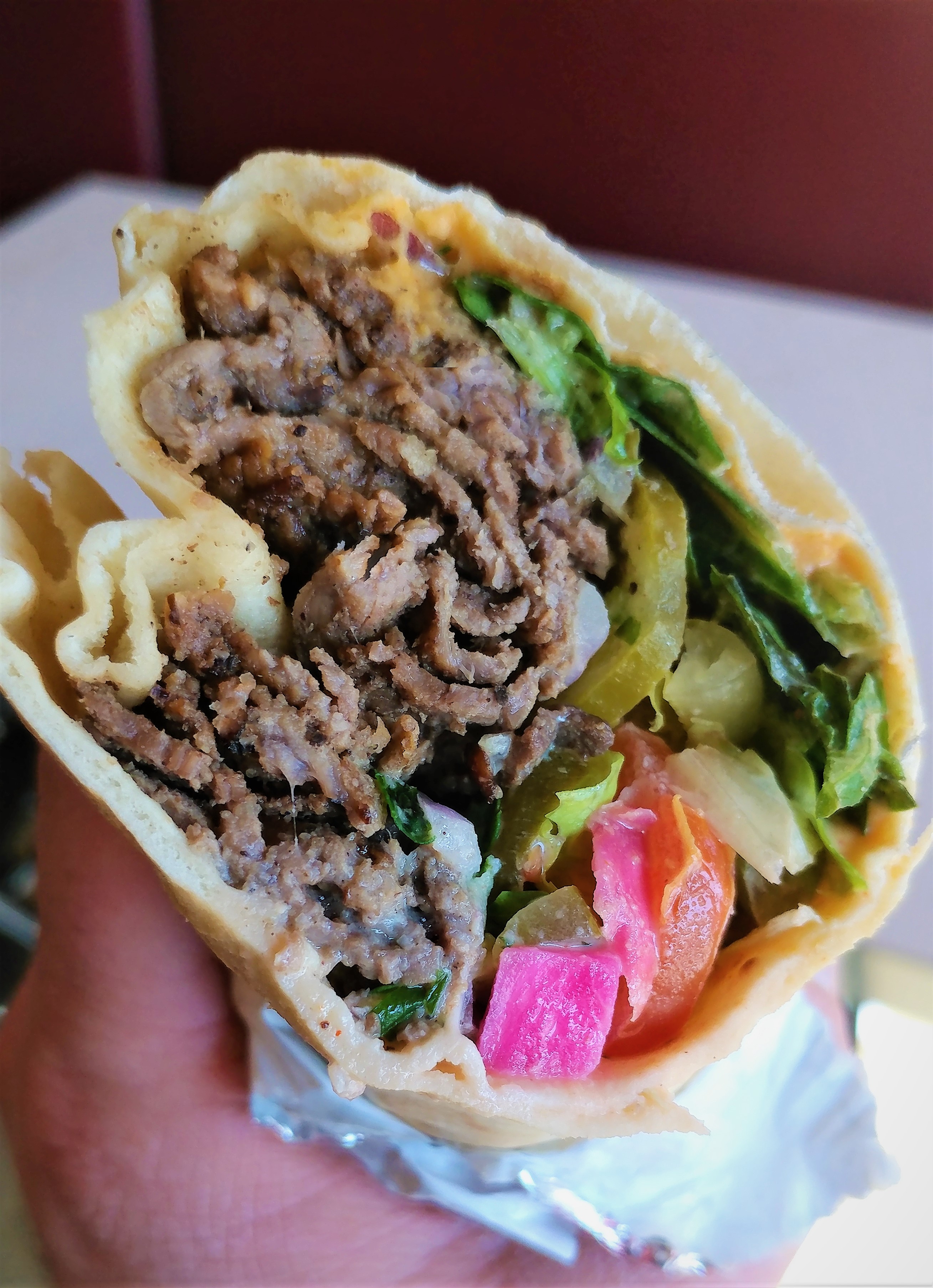 Order Beef Shawarma Wrap food online from Olives Branch Express store, Irvine on bringmethat.com