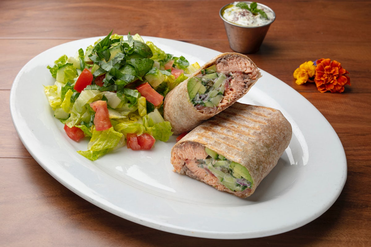 Order Salmon Wrap food online from Panini Kabob Grill store, Los Angeles on bringmethat.com