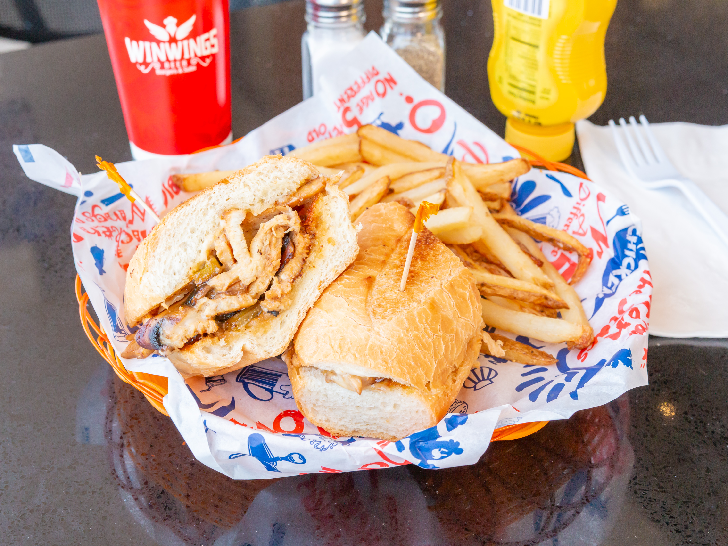 Order philly cheese chicken + Fries food online from Win Wings store, Montclair on bringmethat.com