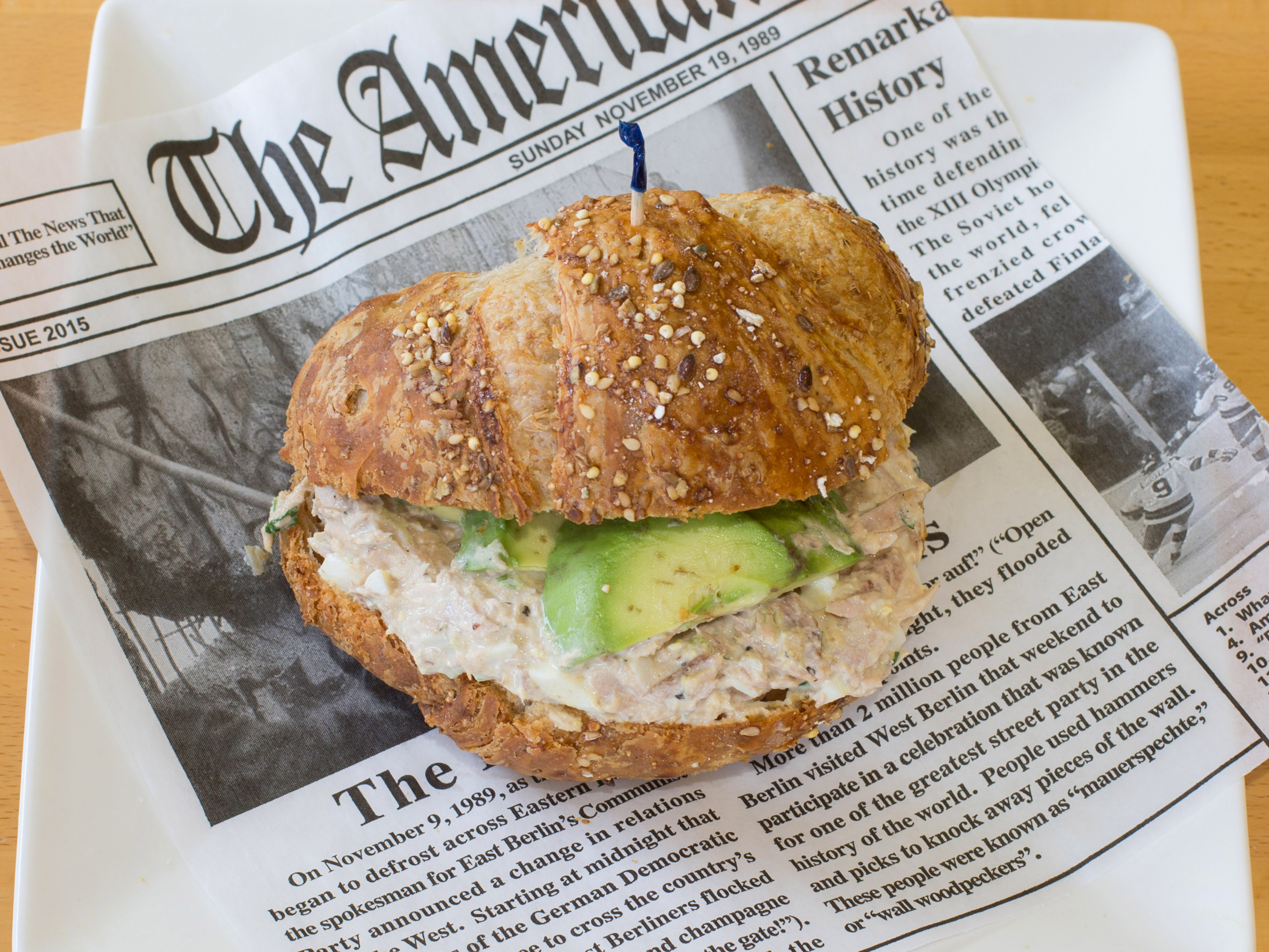 Order Tuna & Avocado on a Wholewheat multigrain Croissant food online from Sweets & Cortaditos store, Belleville on bringmethat.com