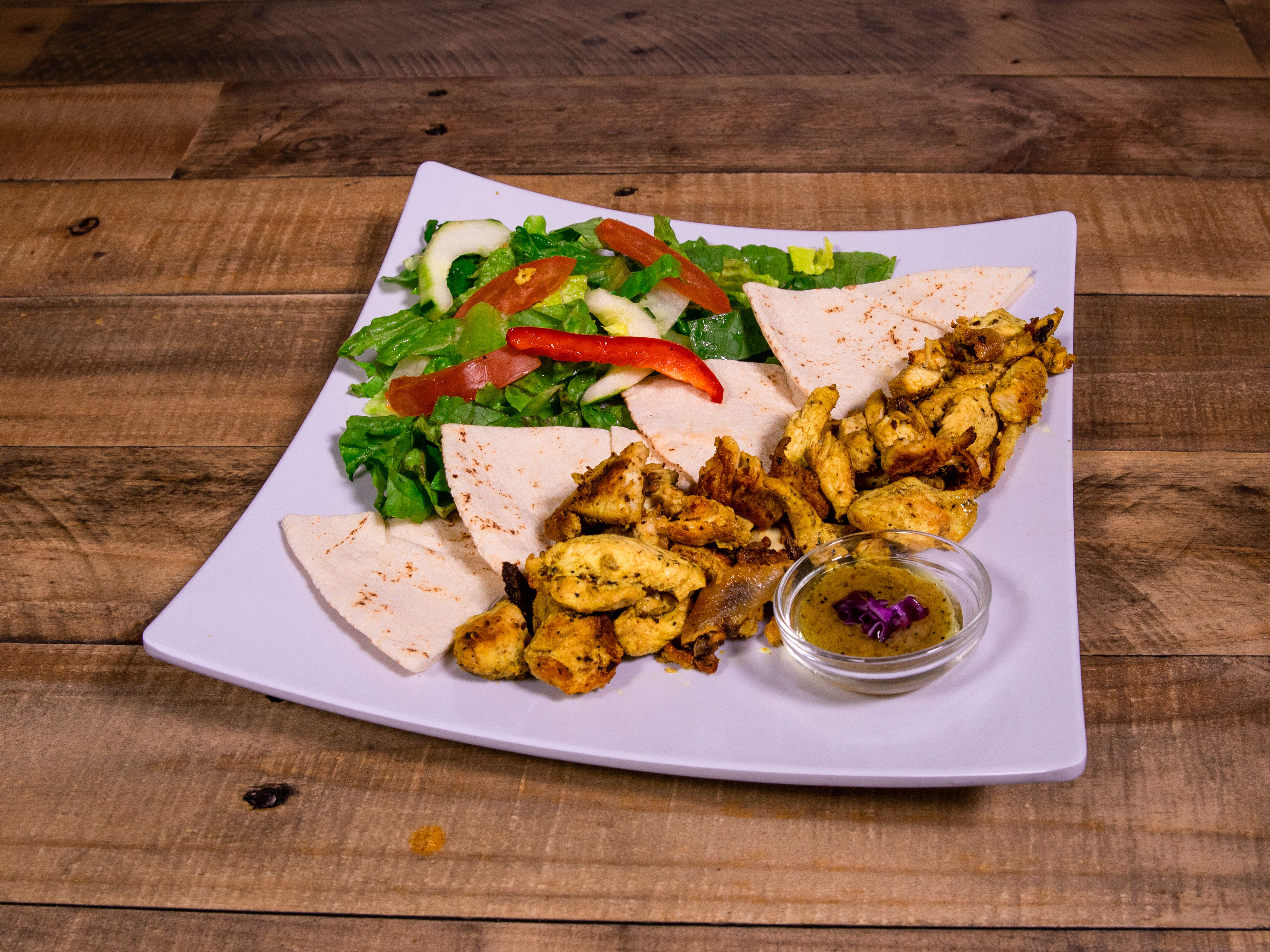 Order Shawarma Plate food online from Mona's Cafe store, New Orleans on bringmethat.com