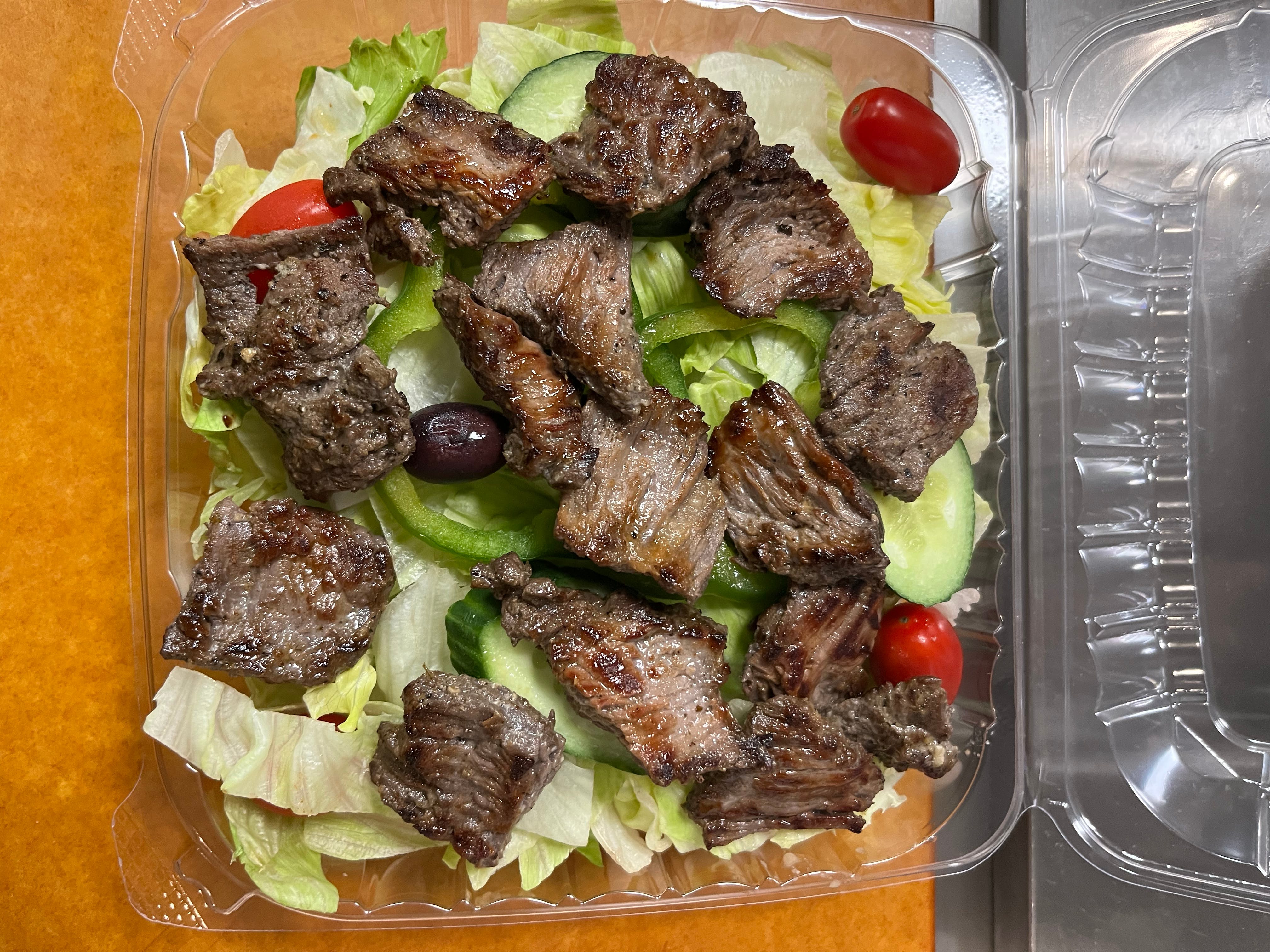 Order Steak Tip Salad - Salad food online from Phillip's Roast Beef & Pizza store, Rowley on bringmethat.com
