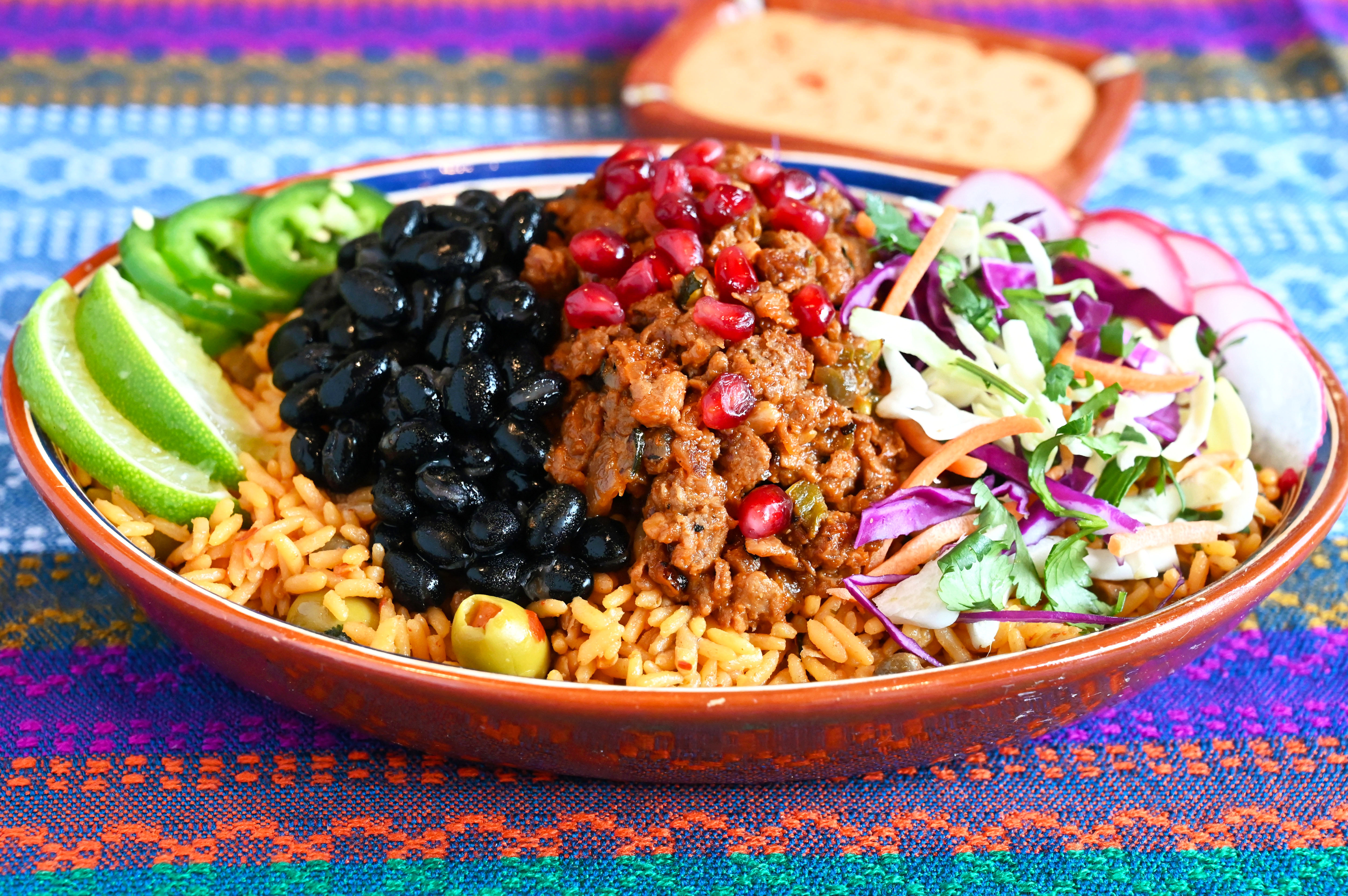 Order Vegan Beyond Beef Rice Bowl food online from Cabos Tacos store, Chicago on bringmethat.com
