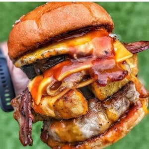 Order The Western Burger food online from Bunny Onion Burgers store, Oklahoma City on bringmethat.com