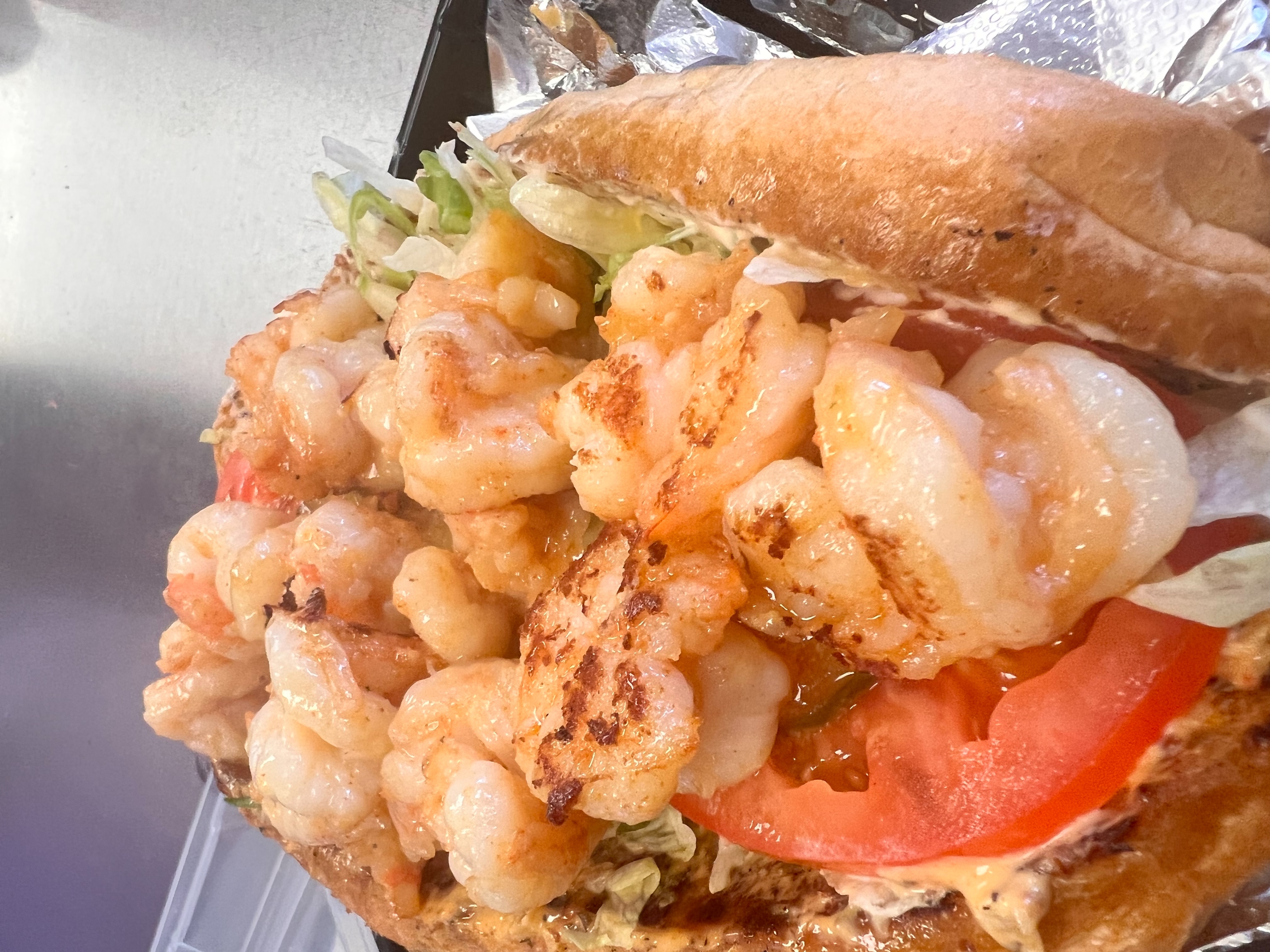 Order Grill Shrimp Po BOY 10 inch food online from Cajun Country Cafe store, Oxnard on bringmethat.com