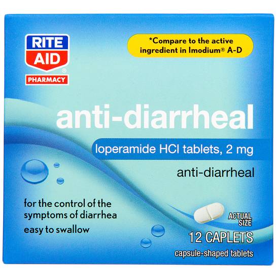 Order Rite Aid Pharmacy Anti Diarrheal Caplets (12 ct) food online from Rite Aid store, Mckinleyville on bringmethat.com