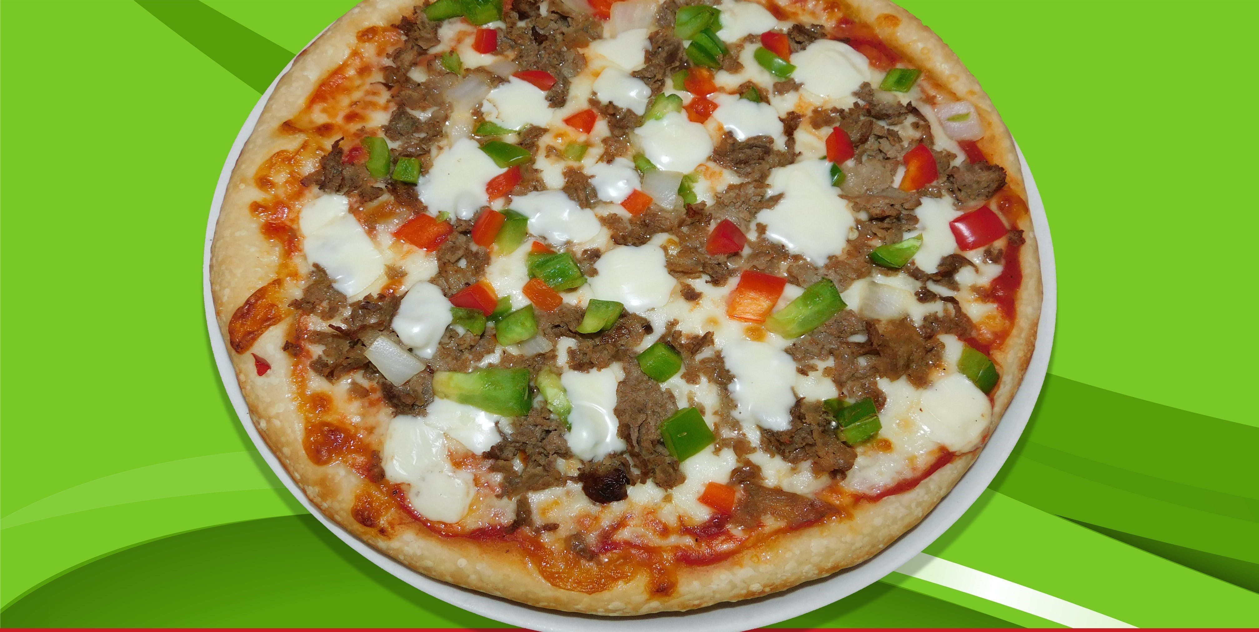 Order Special Cheese Steak Pizza - Small 12" food online from Pizza Express store, Trenton on bringmethat.com