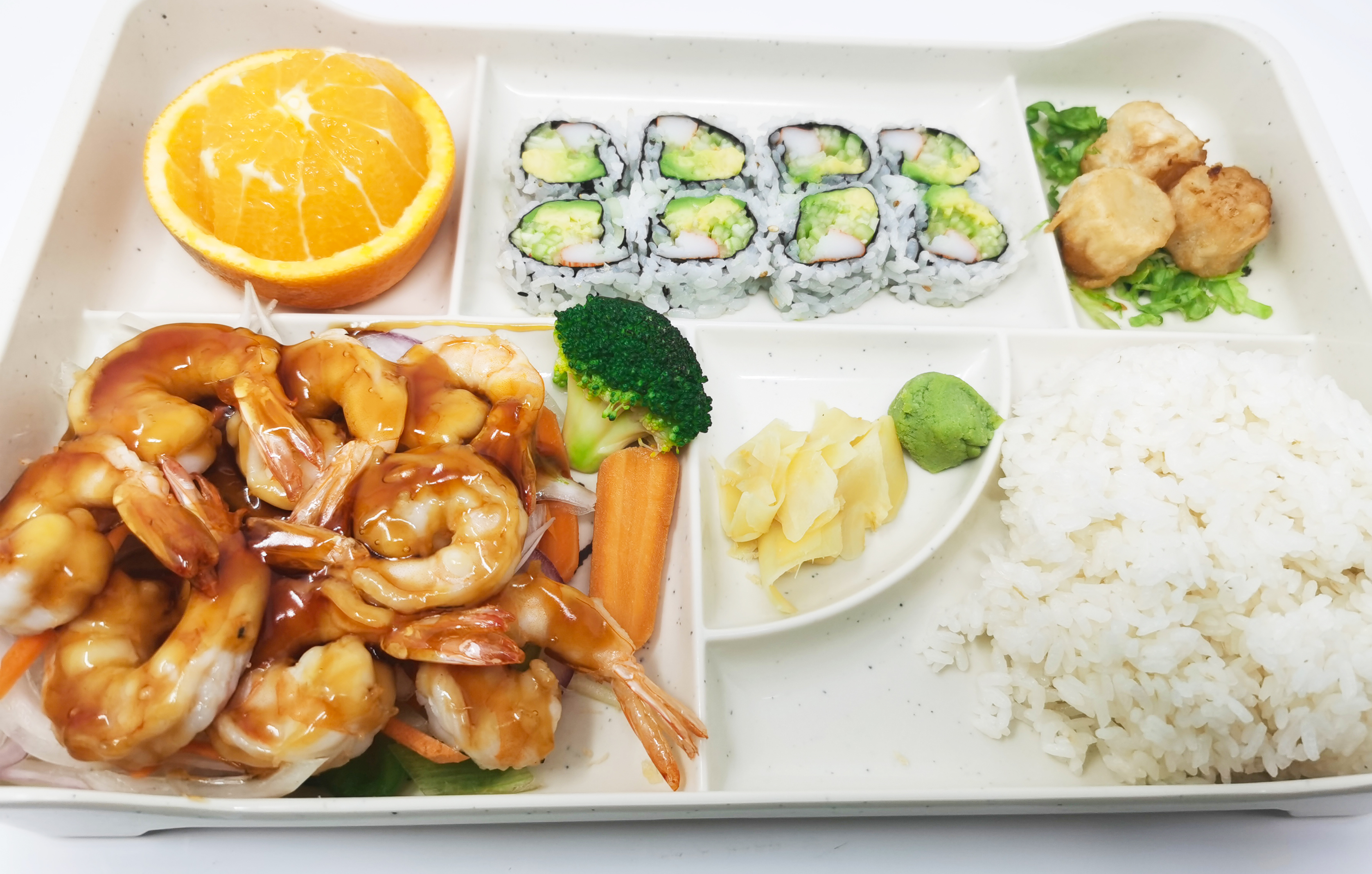 Order Teriyaki Shrimp Dinner Bento Box food online from Izumi Japanese Restaurant store, Youngstown on bringmethat.com