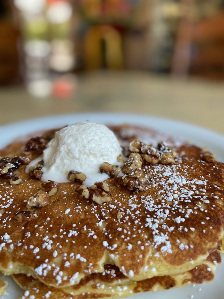 Order Banana Walnut Pancakes food online from Monkey Business Cafe store, Fullerton on bringmethat.com