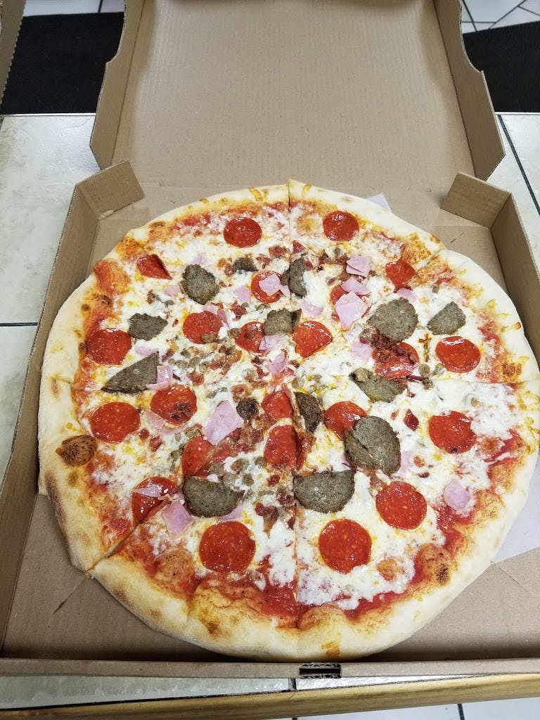 Order Meat Lovers Pizza - Medium 14" (6 Slices) food online from Mactown Pizza Plus store, Huntingdon on bringmethat.com