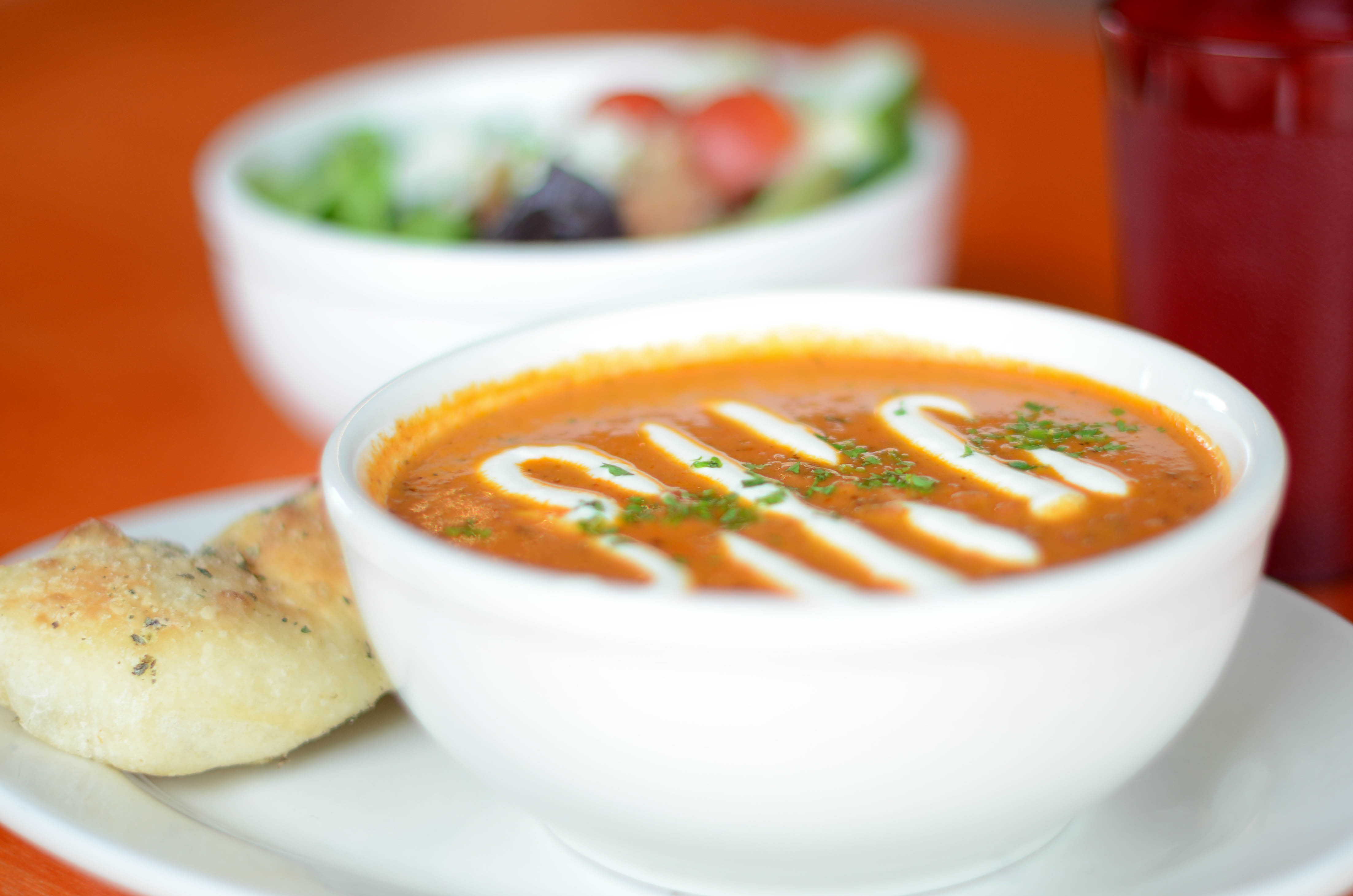 Order Roasted Red Pepper and Tomato Soup food online from The Roman Candle Pizzeria store, Middleton on bringmethat.com