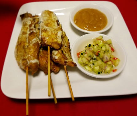 Order Chicken Satay (4) food online from Thai Lily Cafe store, Houston on bringmethat.com