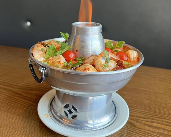 Order Shrimp Volcano Hot Pot** (Tom Yum Goong) food online from Charm Thai Restaurant store, Silver Spring on bringmethat.com