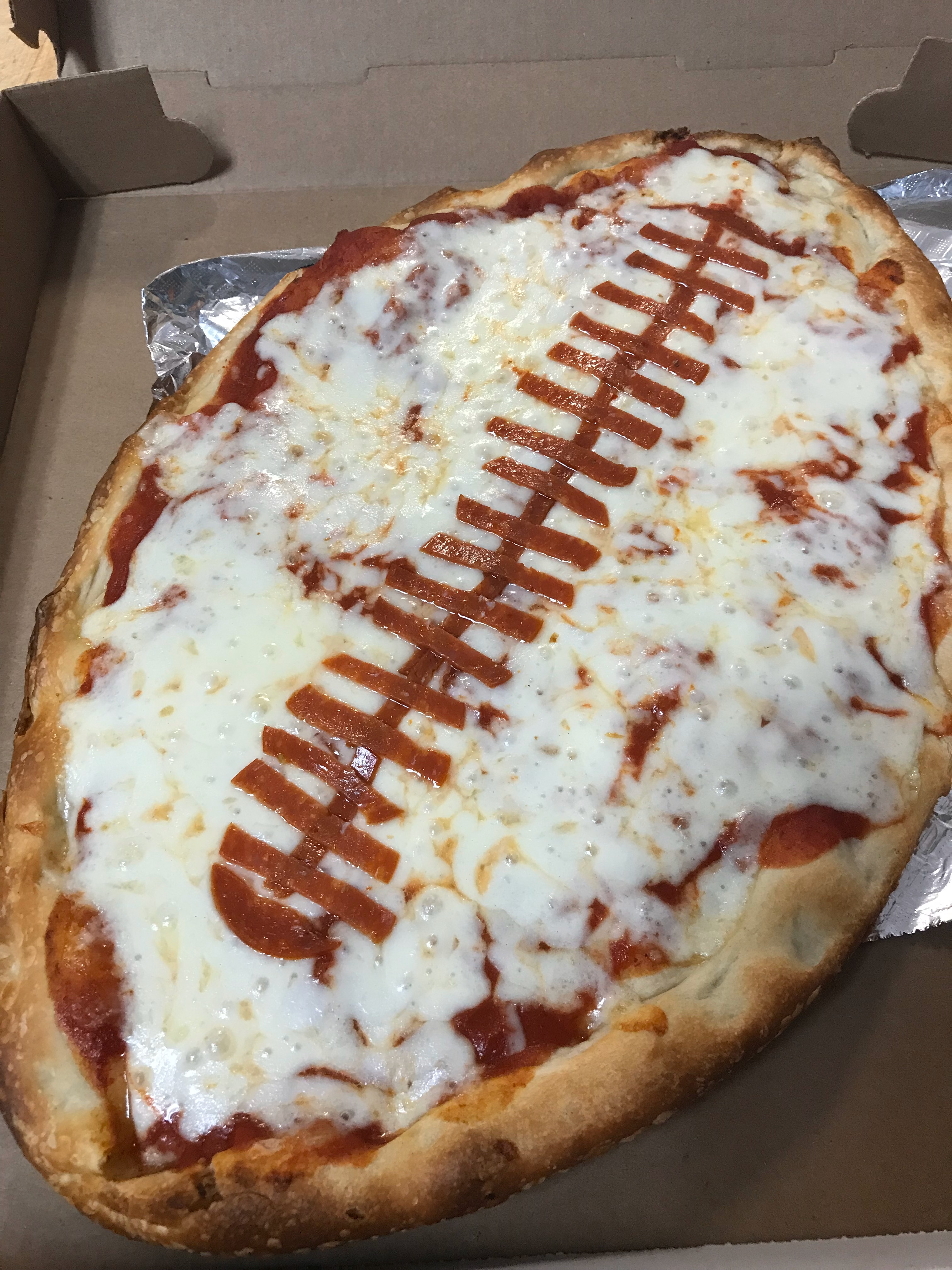 Order New Football Shaped Pizza food online from Sal Vito Pizza at Ritz store, Voorhees on bringmethat.com