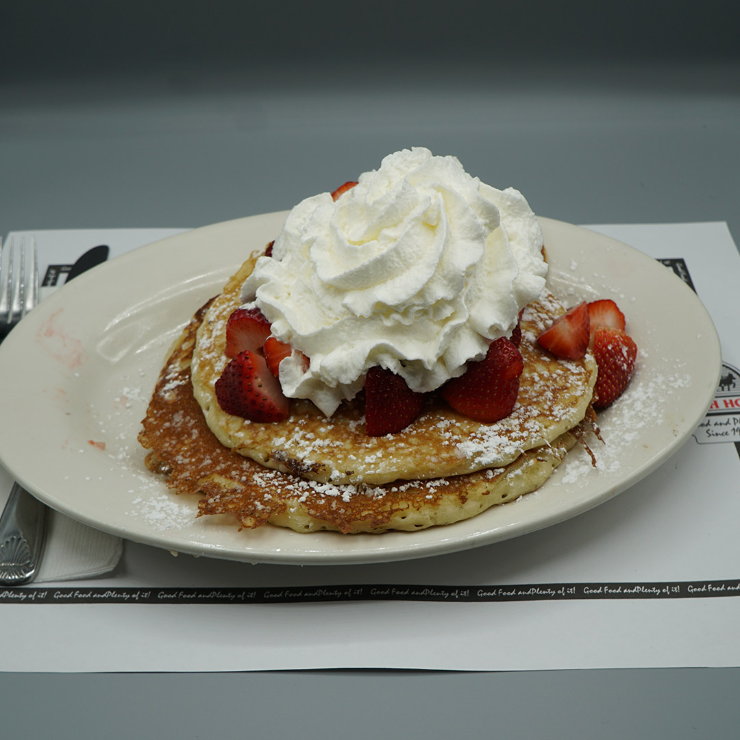 Order Pancakes, Fresh Strawberries and Whipped Cream food online from Coach House Diner Restaurant store, North Bergen on bringmethat.com