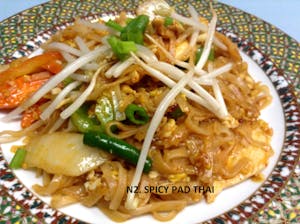 Order N2. Spicy Pad Thai with Basil food online from Bua Thai Restaurant store, Old Orchard Beach on bringmethat.com