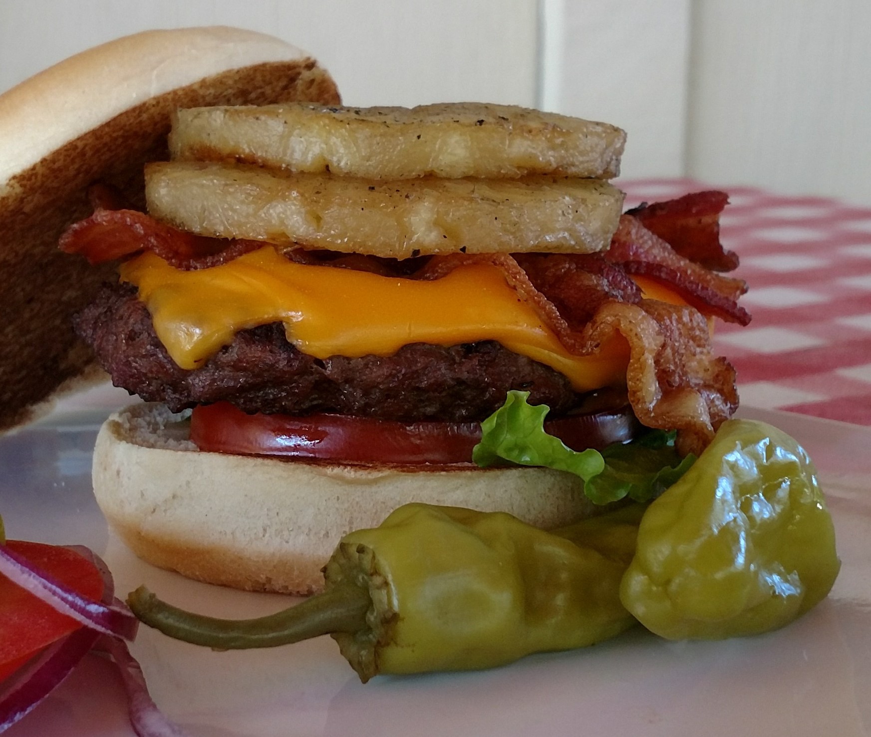 Order Pineapple Bacon Burger food online from Kirk Steakburgers store, Campbell on bringmethat.com