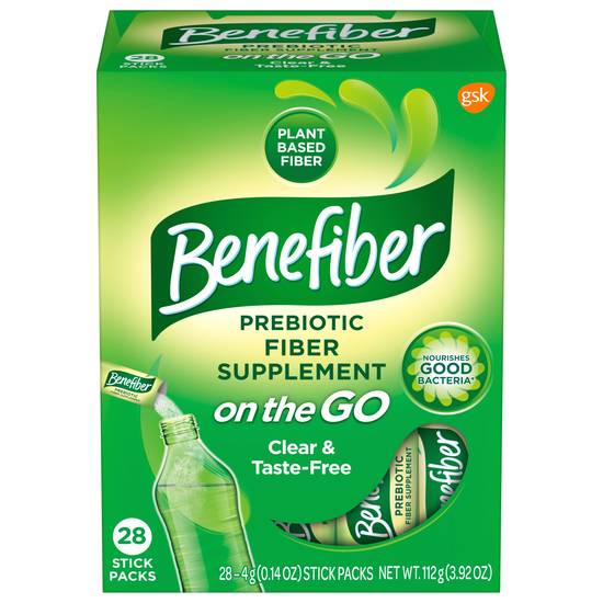 Order Benefiber Prebiotic Fiber Supplement Powder Sticks On the Go Unflavored (3.92 oz x 28 ct) food online from Rite Aid store, Monongahela on bringmethat.com
