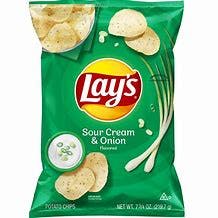 Order Lays Sour Cream & Onion ( Large Bag ) food online from Chicken Delight of Rahway store, Rahway on bringmethat.com